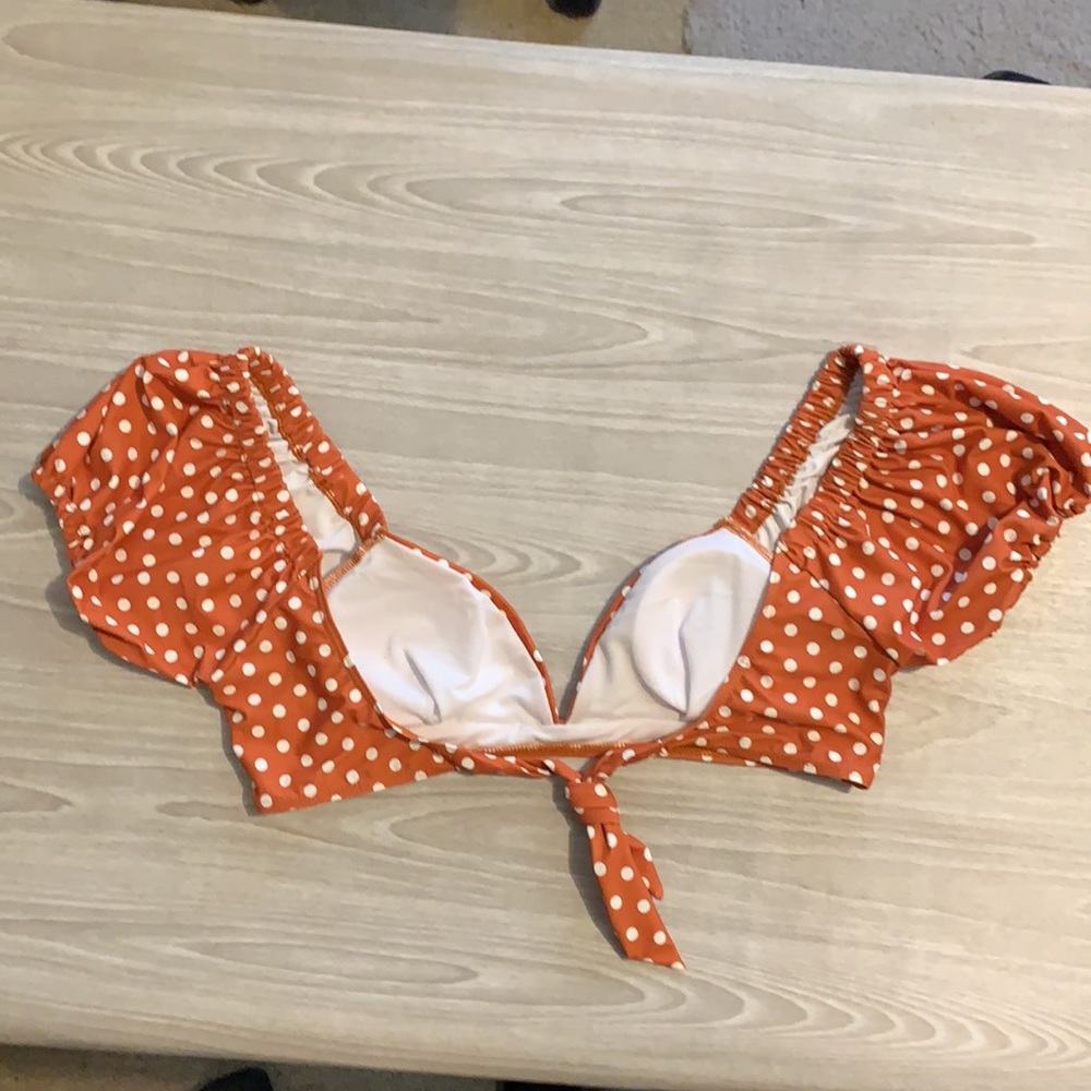 🌠1left! Orange polka dot bikini puff sleeve swim - Picture 10 of 12